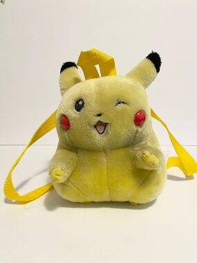 Vintage 90s Pokémon Fat Pikachu Plush Pocket Monsters Backpack Nintendo Stuffed